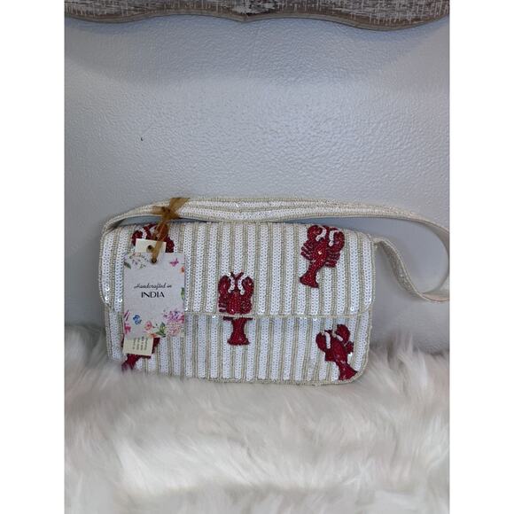 VIRAL TIKTOK HTF HANDCRAFTED IN INDIA BEADED LOBSTER BAG “BEAUTIFUL” - Picture 10 of 11